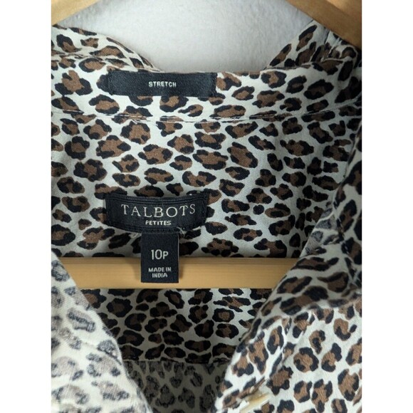 Talbots Safari Cheetah Print Button Up Shirt 10P - Picture 3 of 7